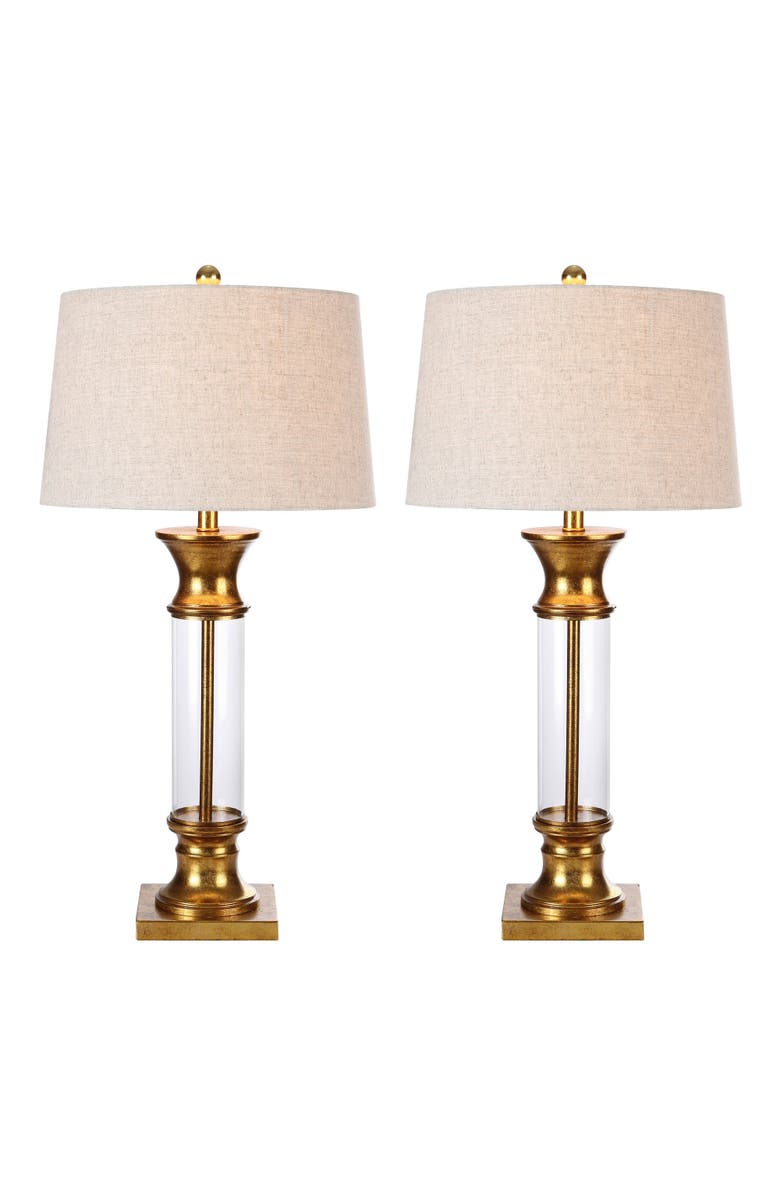 JONATHAN Y Hunter 32" Metal/Glass LED Table Lamp, Alternate, color, Gold/Clear