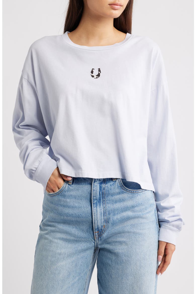 Cow Horseshoe Meet Crop Cotton Graphic T-Shirt, Main, color, LIGHT DUSK