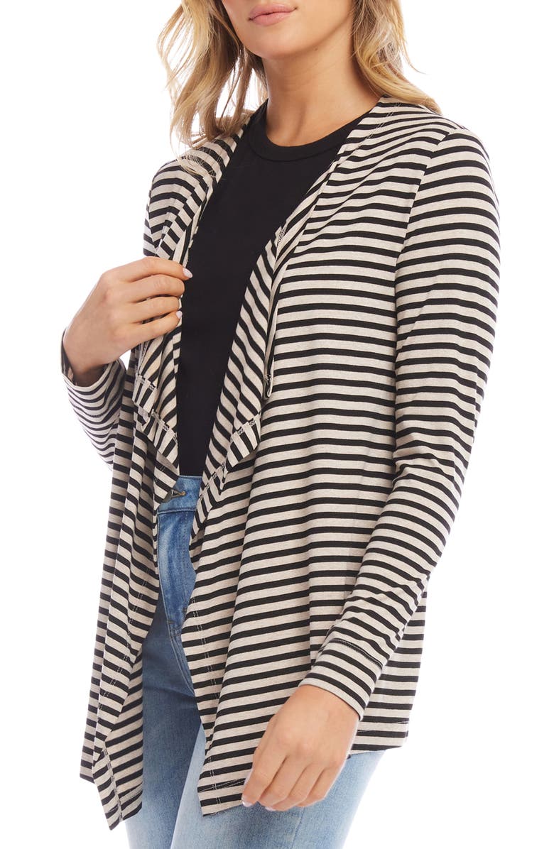 Karen Kane Stripe Drape Front Cardigan, Alternate, color,
