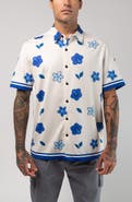 VAST Aqua Terra Floral Dream Tech Short Sleeve Performance Button-Up Shirt