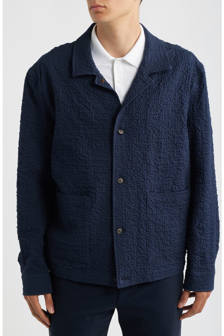 Carper Textured Long Sleeve Camp Shirt, Alternate, color, DARK BLUE