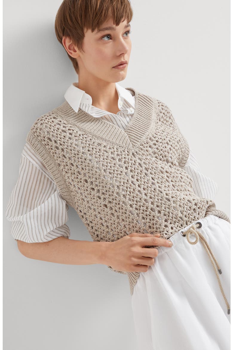 Mesh knit top, Alternate, color, Light Grey
