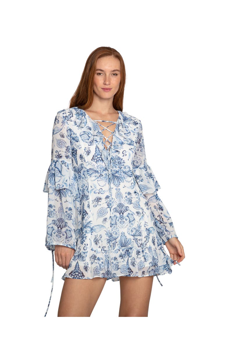 Belle & Bloom Mad About You Floral Print Mini Dress, Main, color, Blue