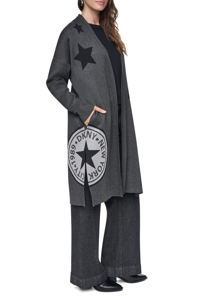 Metallic Oversize Open Front Cardigan, Alternate, color, ASPHALT