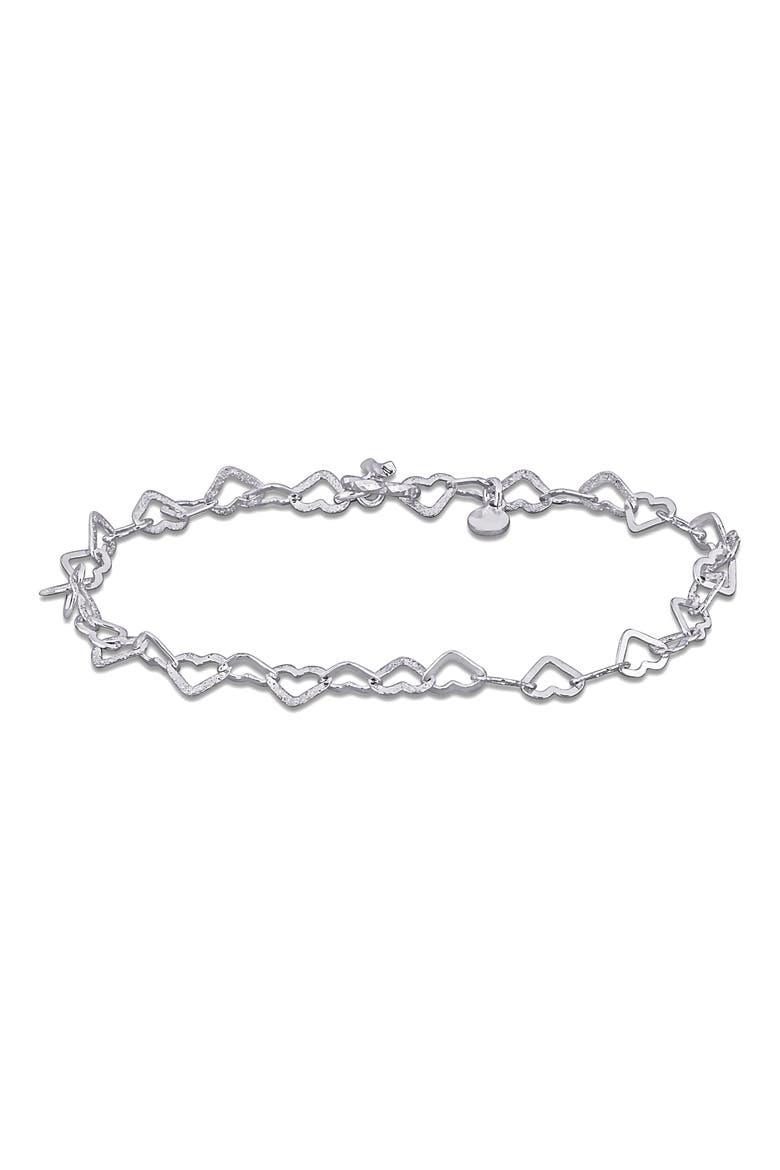 Textured Heart Link Bracelet, Main, color, SILVER