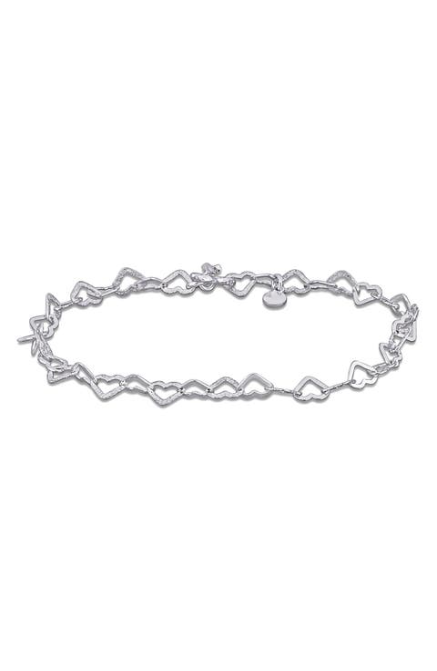 Textured Heart Link Bracelet