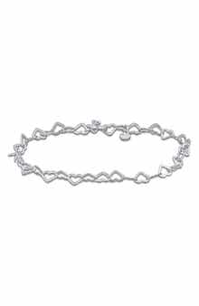 Textured Heart Link Bracelet