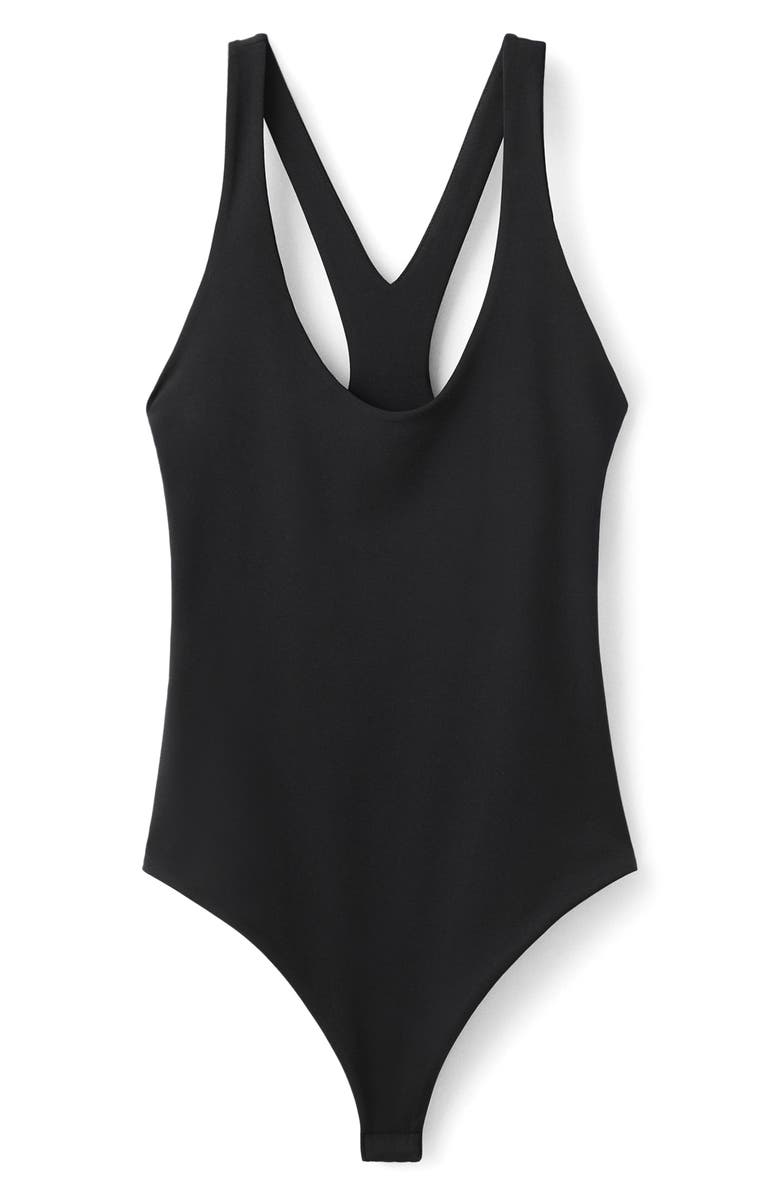MANGO Open Back Fitted Bodysuit, Alternate, color, Black