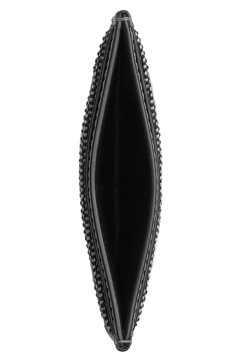 Signature Crystal Logo Jacquard Card Case, Alternate, color, LH/ BLACK
