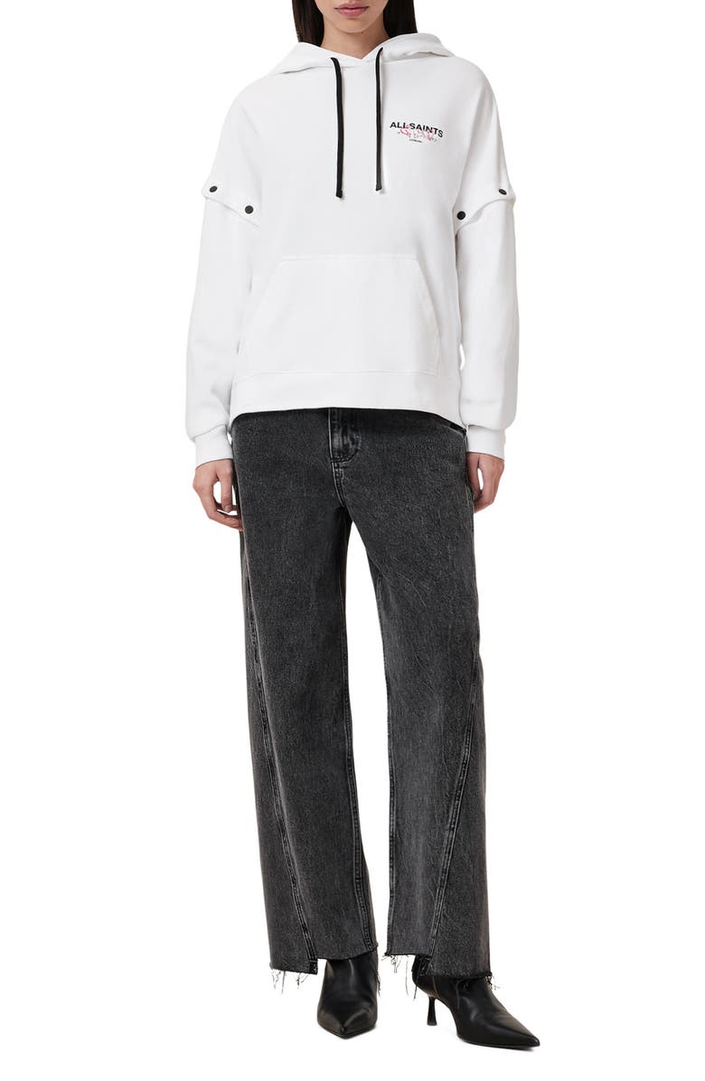 AllSaints Amore Amphie Snap Sleeve Hoodie, Alternate, color, 