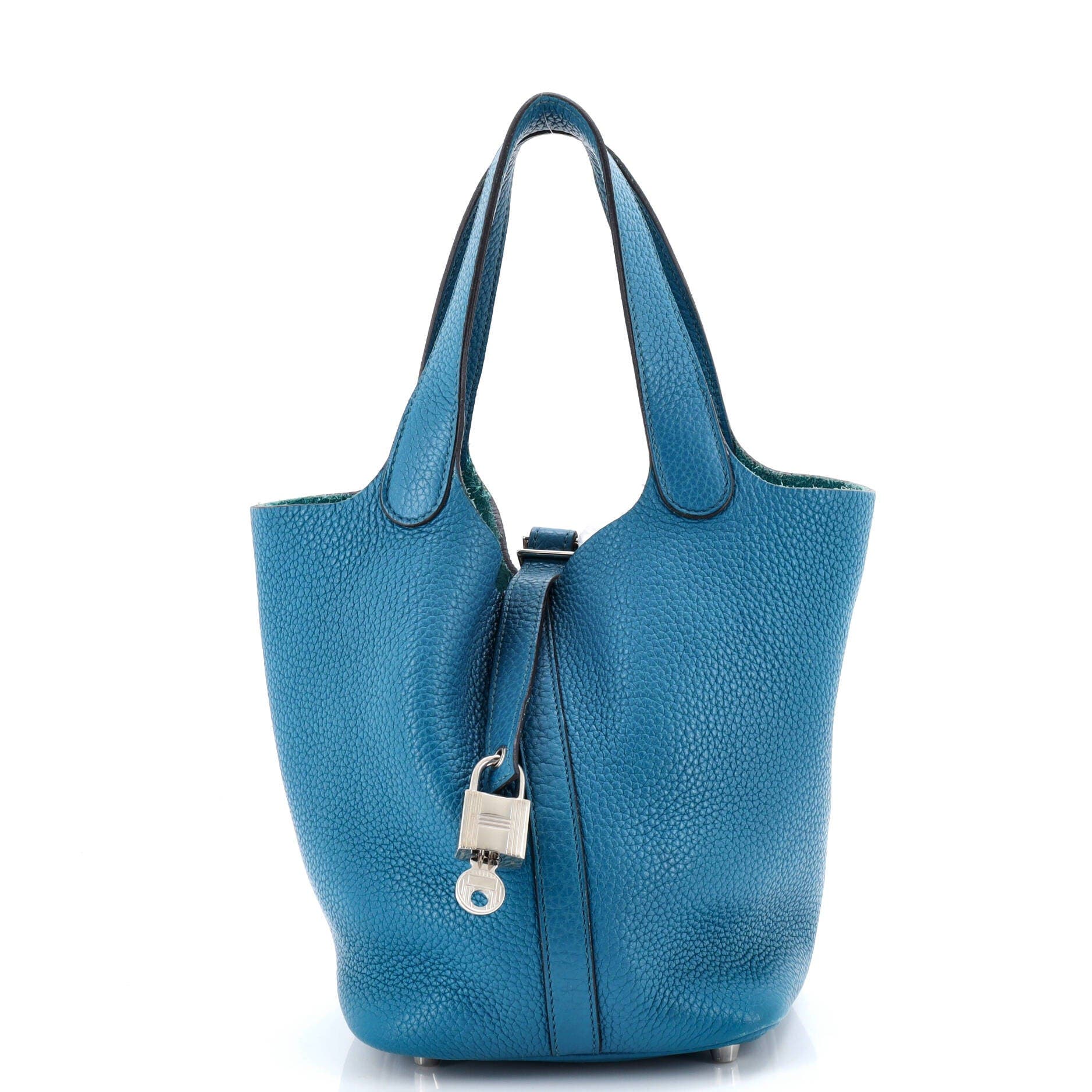 Pre-Owned Hermes Picotin Lock Bag Clemence PM, Main, color, Bleu Izmir