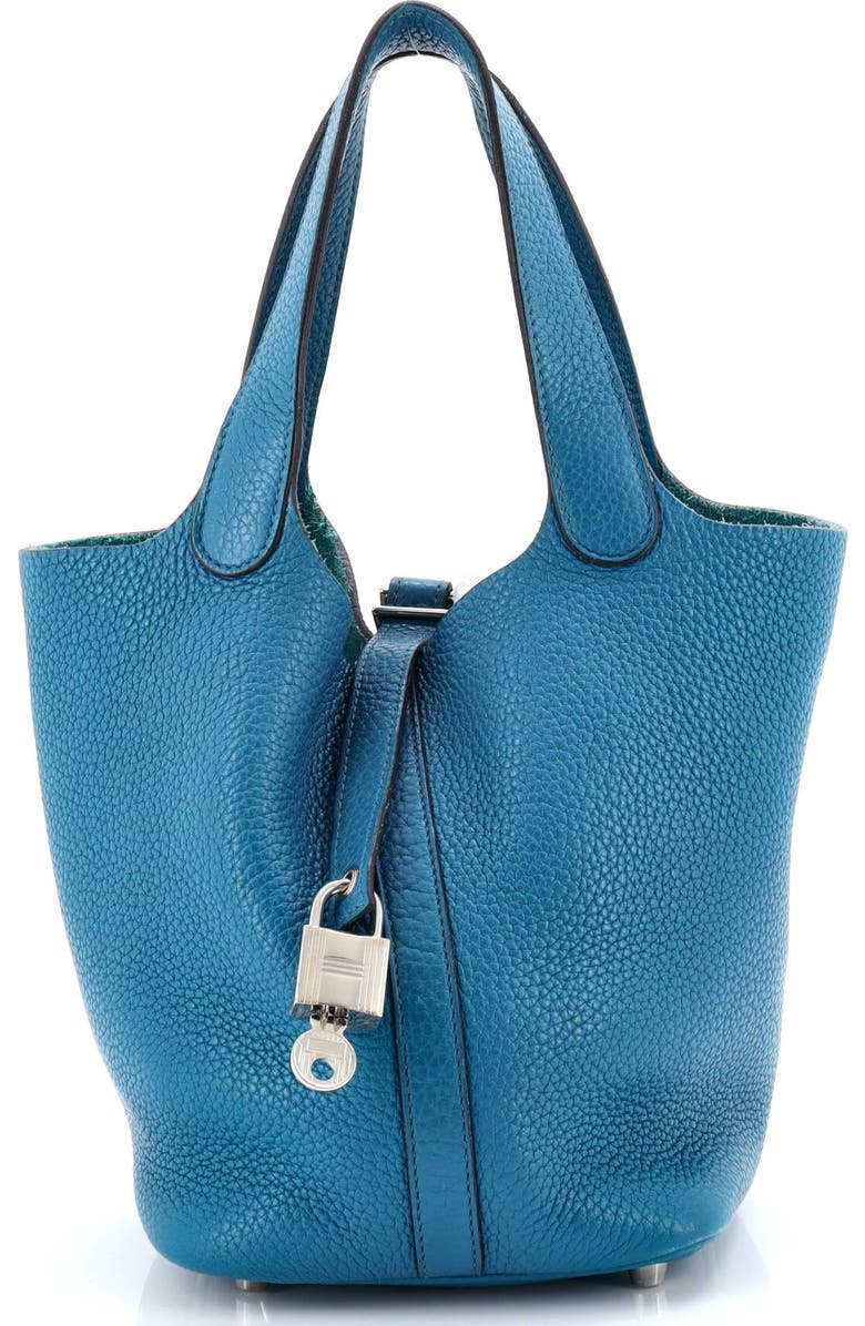 Pre-Owned Hermes Picotin Lock Bag Clemence PM, Main, color, Bleu Izmir
