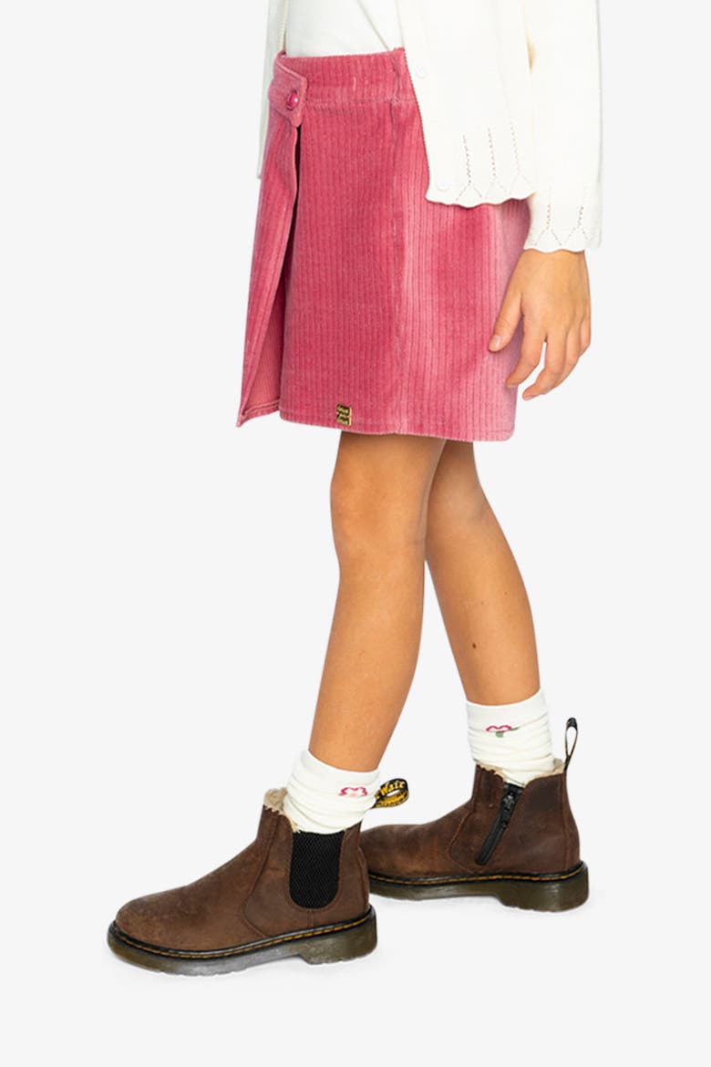 Corduroy Built-In Shorts Elastic Waist Skort, Alternate, color, Raspberry Pink
