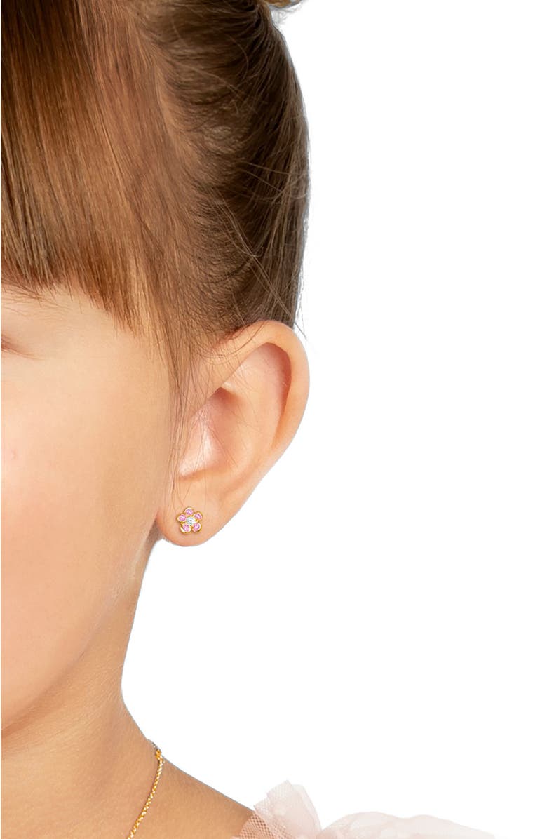 Tiny Blessings Children's 14K Gold Flower Girl Studs Screw Back Earrings, Alternate, color, 14K Yellow Gold