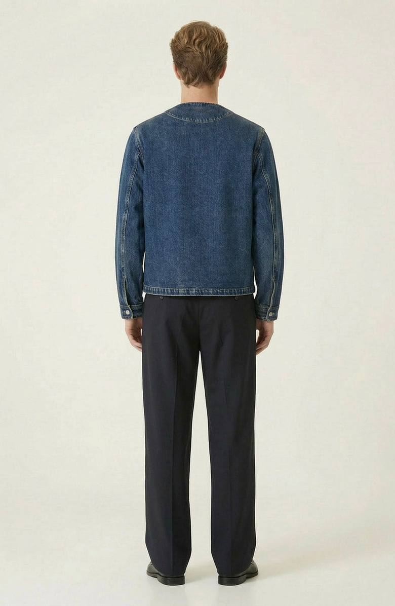 Modenaire Denim Zip Front Patch Pocket Jacket, Alternate, color, Medium Blue