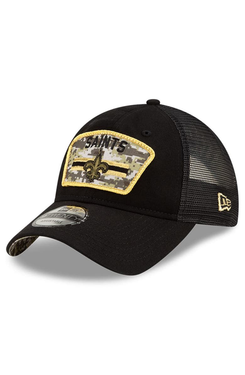 New Era Men's New Era Black New Orleans Saints 2021 Salute To Service Trucker 9TWENTY Adjustable Hat, Alternate, color, 