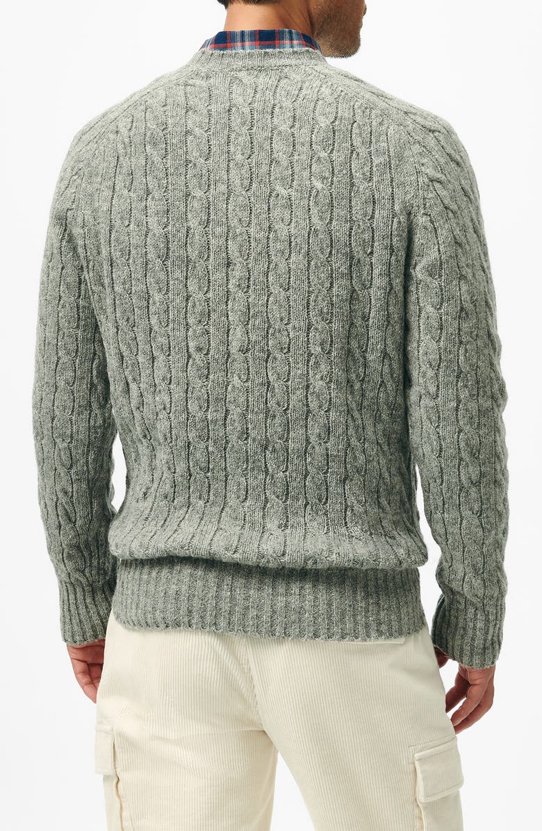 Brooks Brothers Shetland Cabled Wool Crewneck Sweater, Alternate, color,