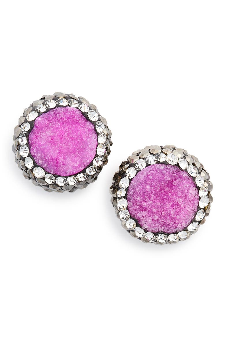 'Drusy Lux' Stud Earrings, Main, color, PINK