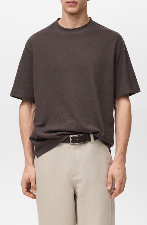 Mango Structured Relaxed Cotton T-shirt In Brown