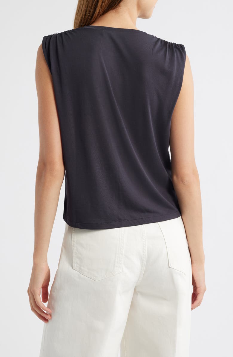 MANGO Kiwi Gathered Shoulder Sleeveless T-Shirt, Alternate, color, Charcoal