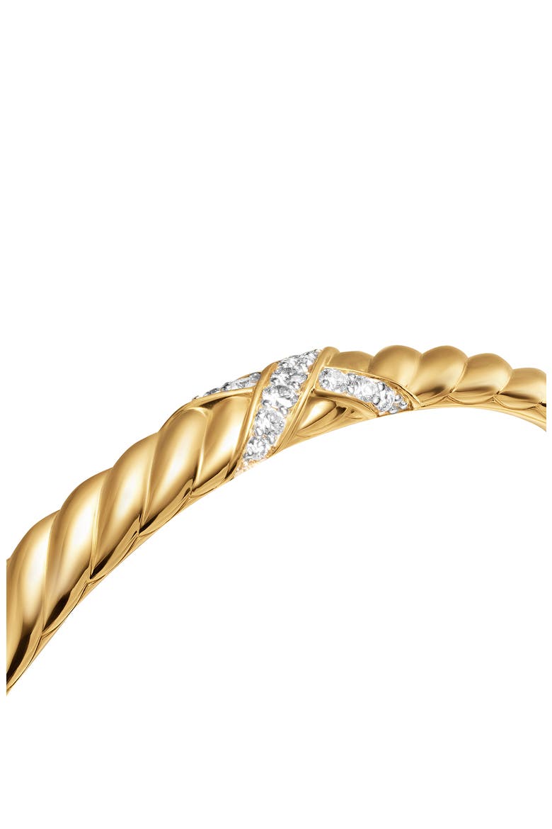 Sculpted Cable X-Center Station Cuff Bracelet in 18K Yellow Gold with Diamonds, Alternate, color, GOLD/ DIAMOND