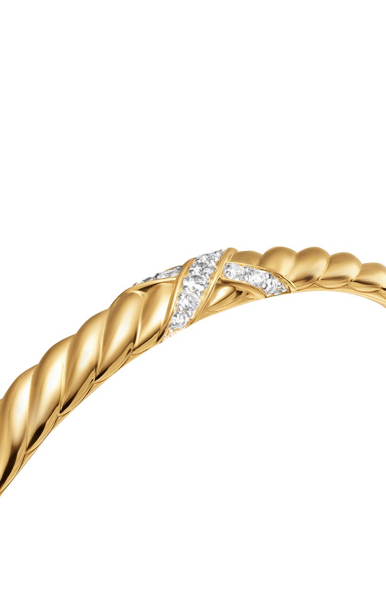 David Yurman Sculpted Cable X-Center Station Cuff Bracelet in 18K Yellow Gold with Diamonds, Alternate, color, Gold/ Diamond