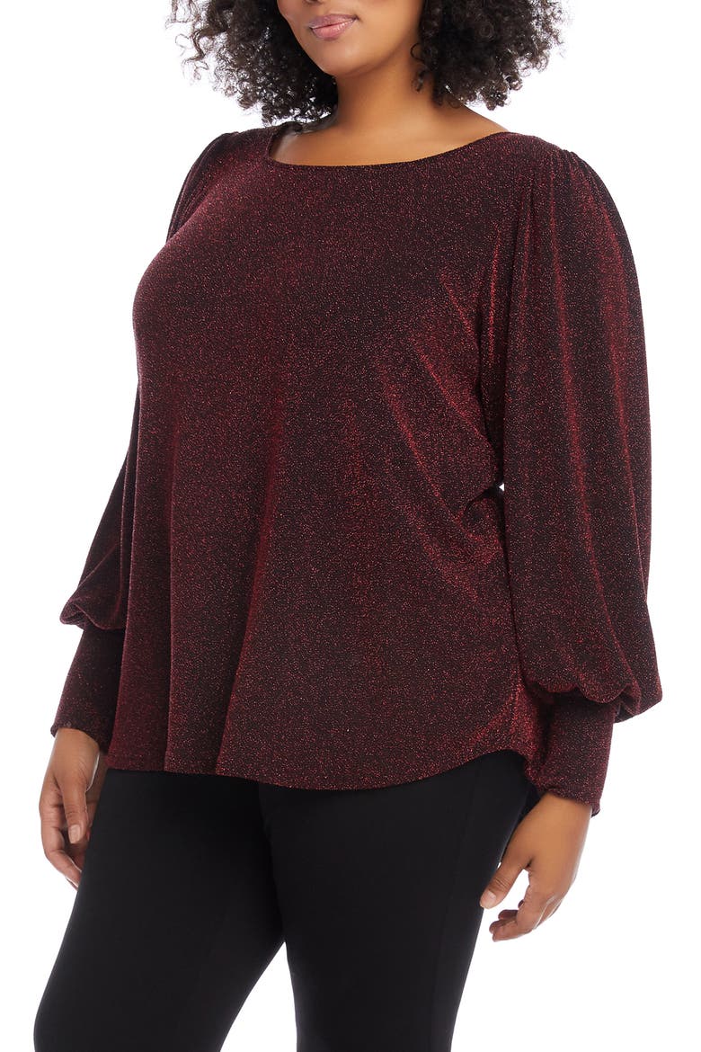 Blouson Sleeve Top, Alternate, color, RED
