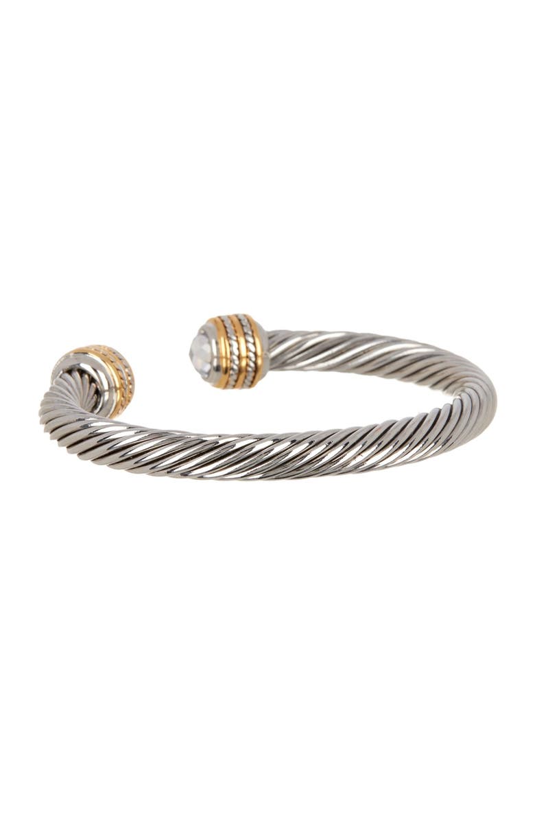 MESHMERISE Two-Tone Wide White Topaz End Twist Cuff, Main, color,