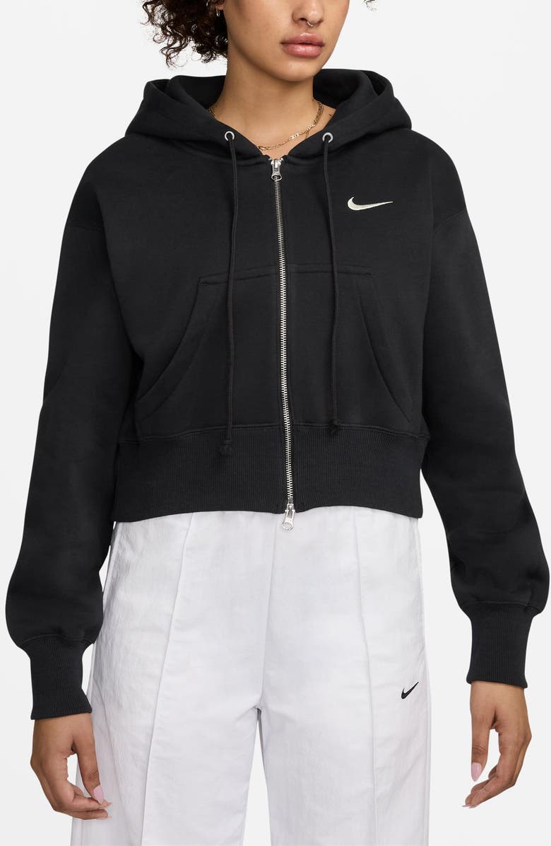 Nike Phoenix Relaxed Fit Cotton Blend Fleece Hoodie, Main, color, Black/Sail