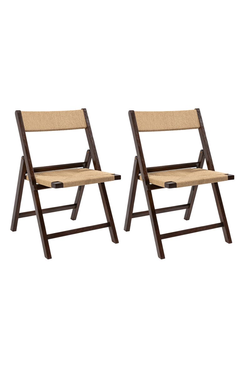 Kiawah Coastal Woven Seagrass and Wood Folding Chair, Indoor Space-Saving Armless Chair for Dining or Living Room, Main, color, Dark Brown