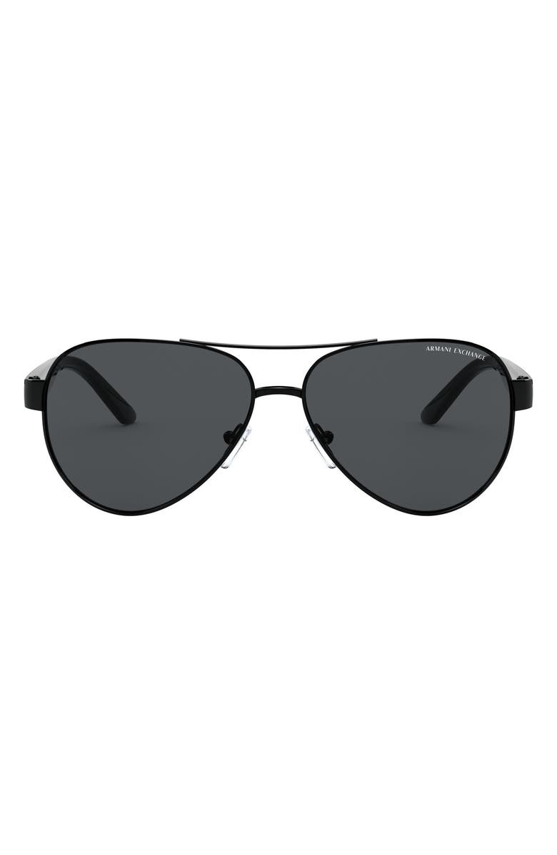 AX Armani Exchange Aviator Sunglasses, Main, color, Black