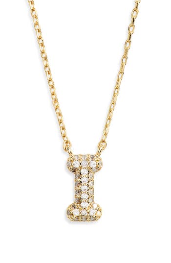 Leith Cubic Zirconia Initial Pendant Necklace In I- Clear- Gold
