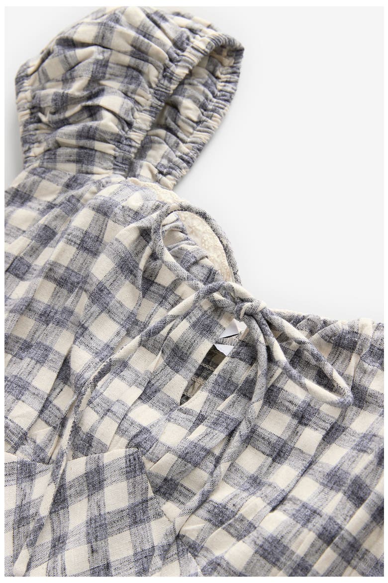 Gingham Cap Sleeve Midi Dress, Alternate, color, BLUE