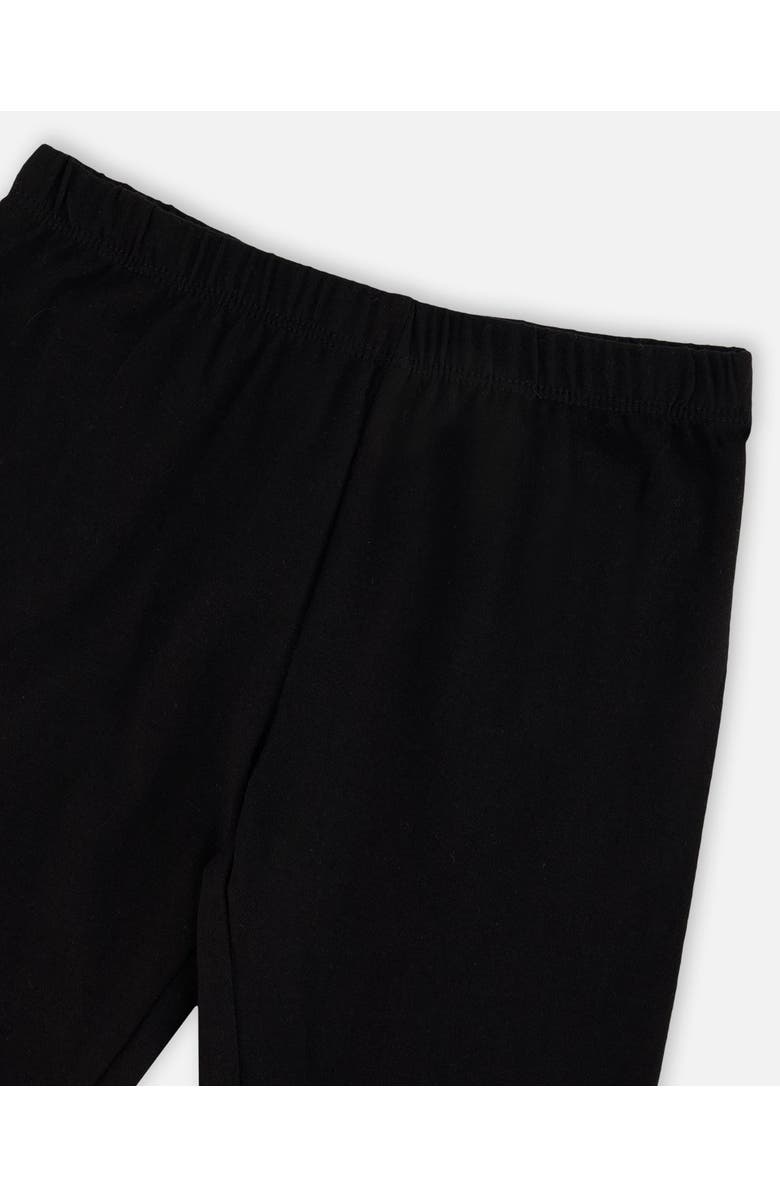 Deux par Deux Organic Cotton Jersey Capri with Knee Foil Heart Print, Alternate, color, Black