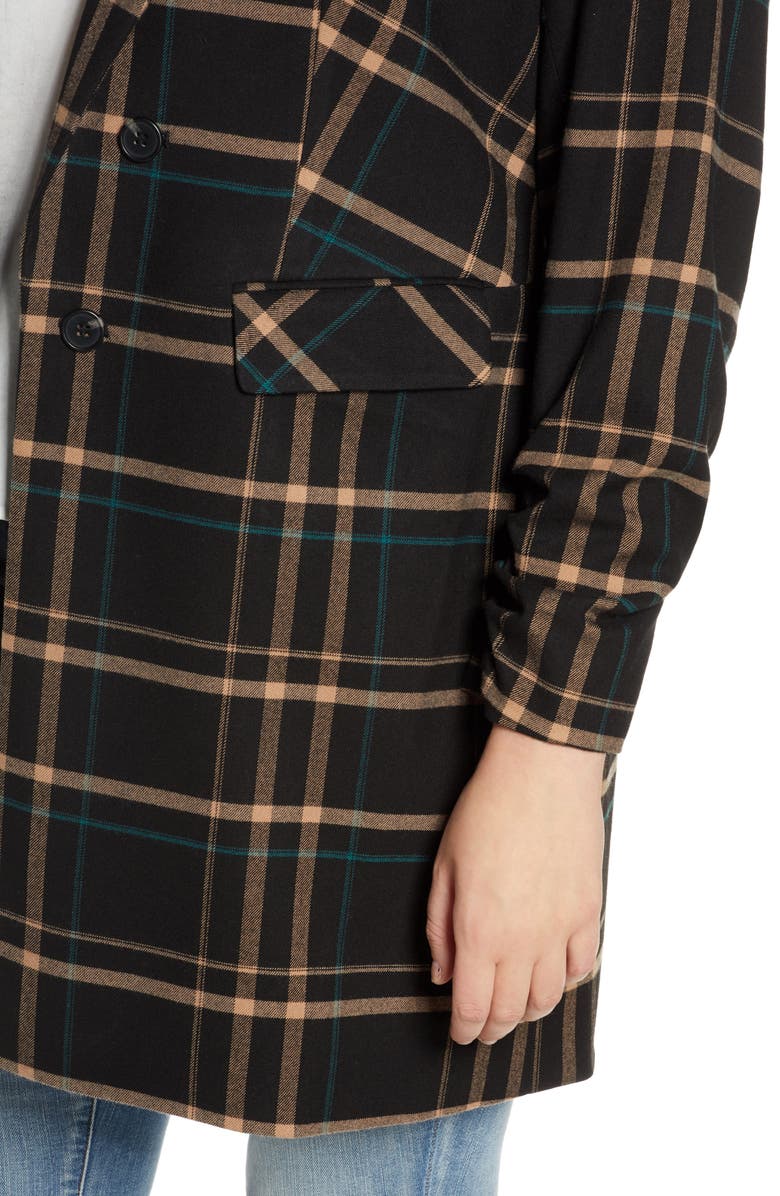 1.STATE Dynamite Plaid Ruched Sleeve Blazer, Alternate, color, 
