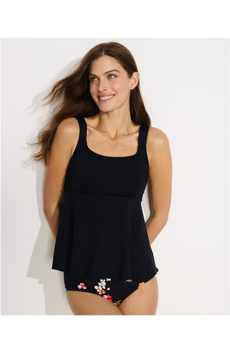 Lands' End Adjustable Scoop Neck Flutter Tankini Top, Alternate, color, Black