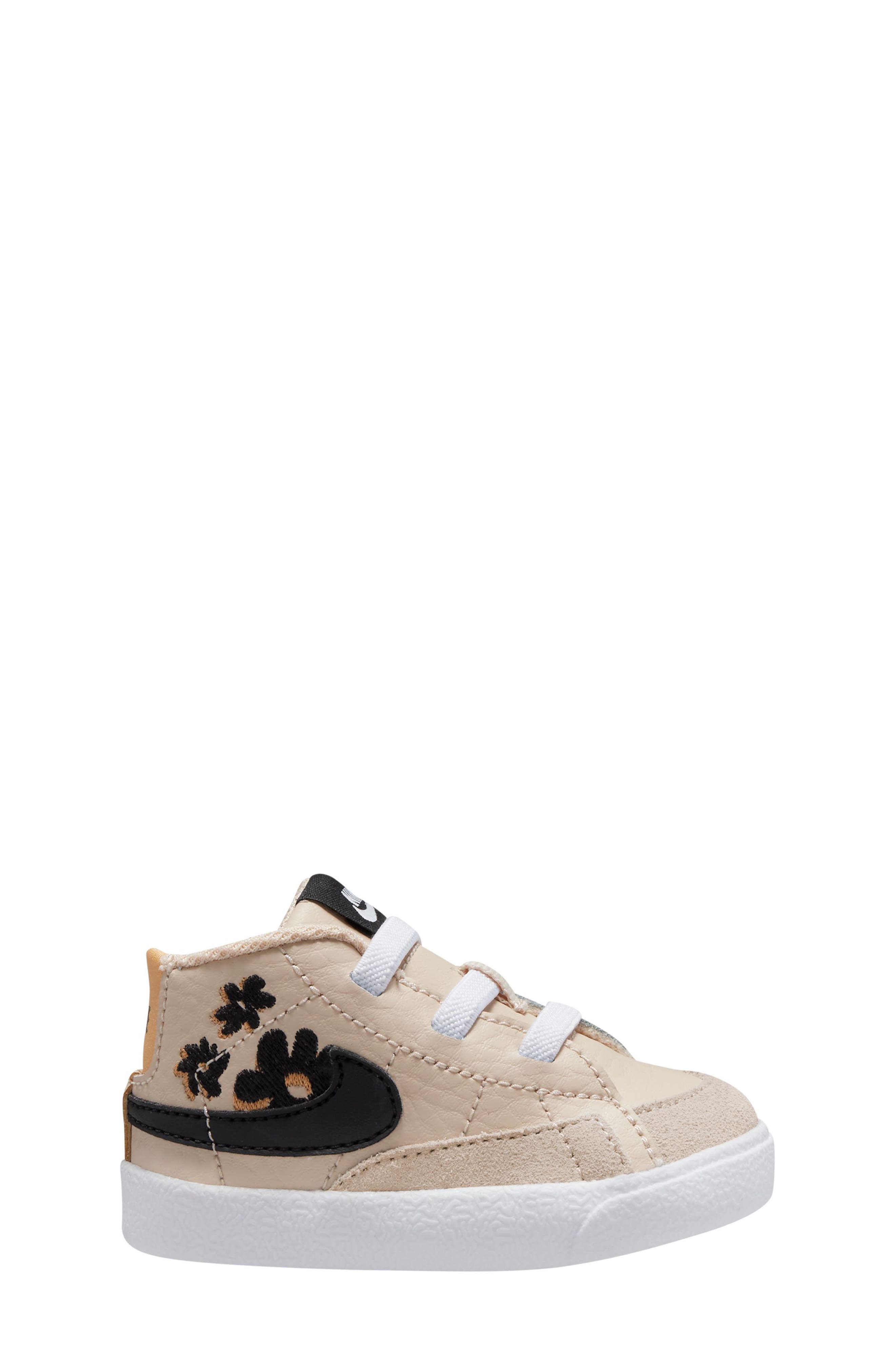 Blazer Mid Crib Shoe, Main, color, SANDDRIFT/ BLACK/ TWINE/ WHITE