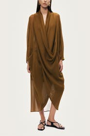 Nocturne Draped V-Neck Midi Dress