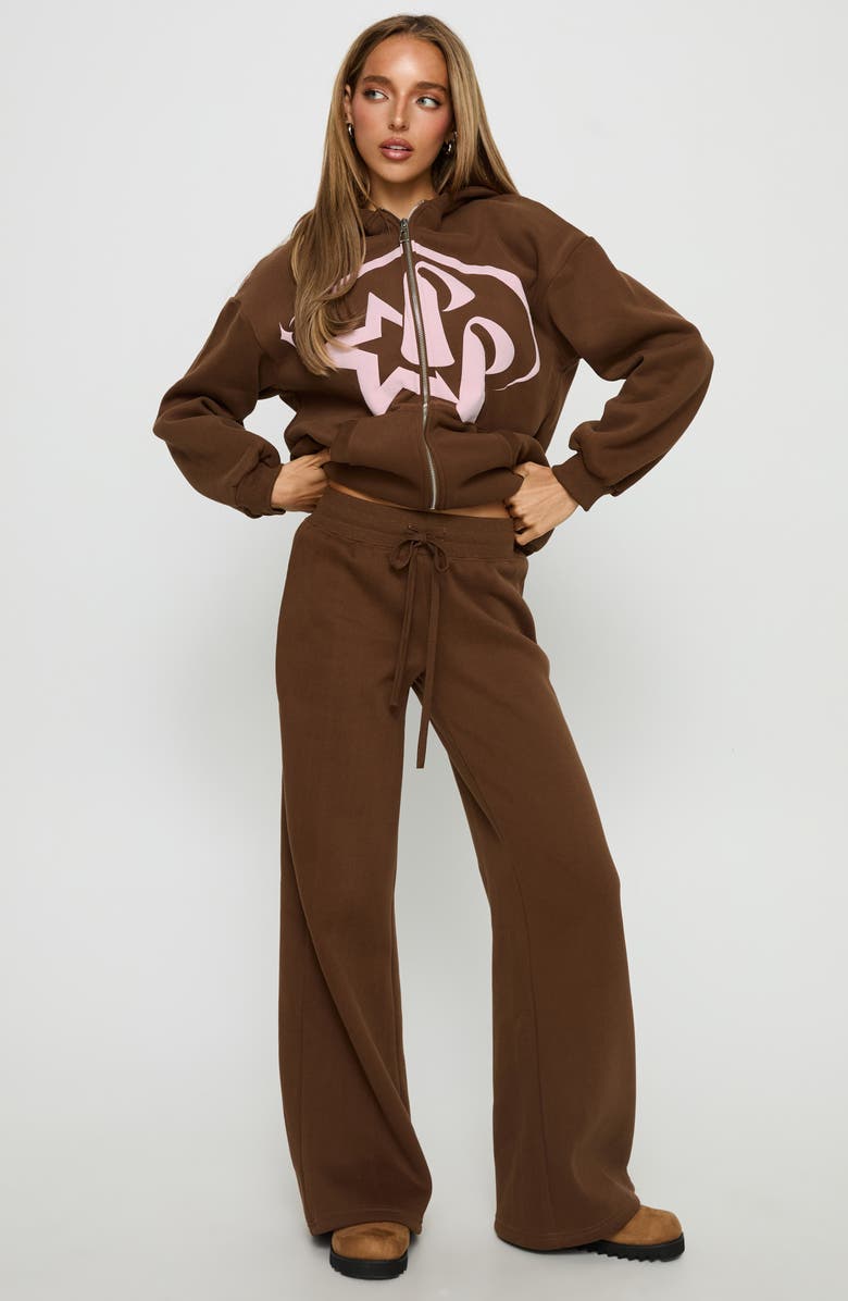 Princess Polly Stargirl Front Zip Hoodie, Alternate, color, Brown