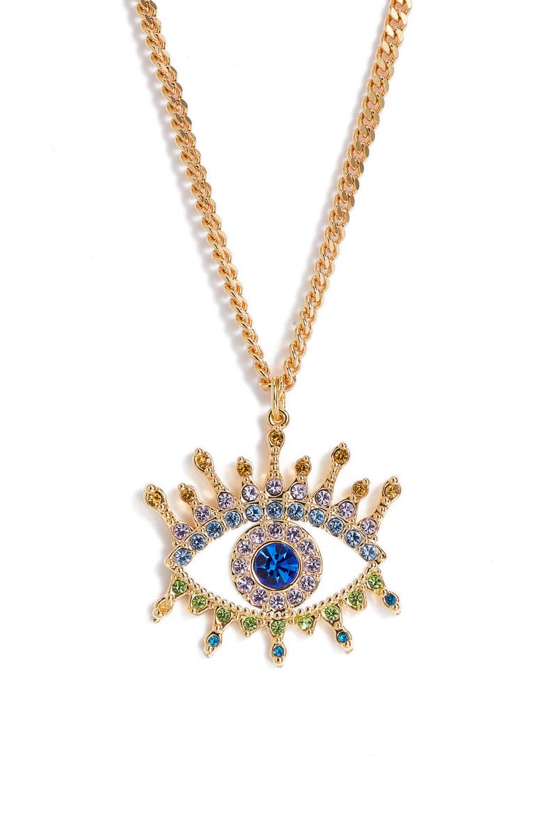 Evil Eye Pendant Necklace, Main, color, BLUE MULTI
