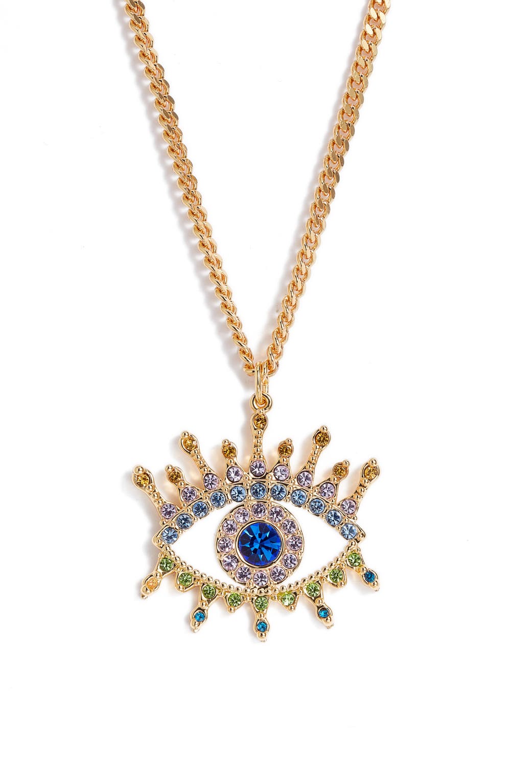 Evil Eye Pendant Necklace, color, BLUE MULTI