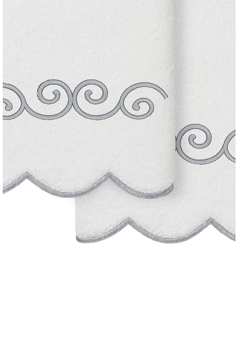 2-Piece Symmetra Embroidered Turkish Cotton Hand Towel Set, Alternate, color, WHITE/ GRAY