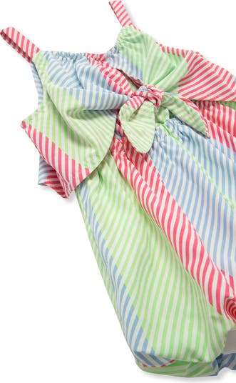 Stripe Bow Accent Bubble Romper