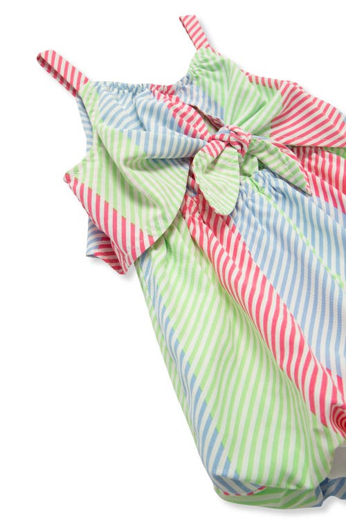 Habitual Kids Stripe Bow Accent Bubble Romper In Multi