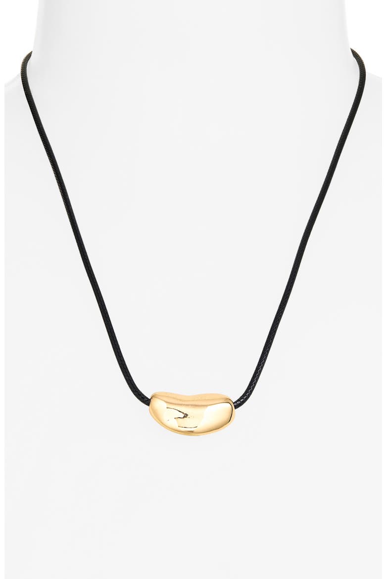 Nugget Pendant Cord Necklace, Alternate, color, BLACK- GOLD