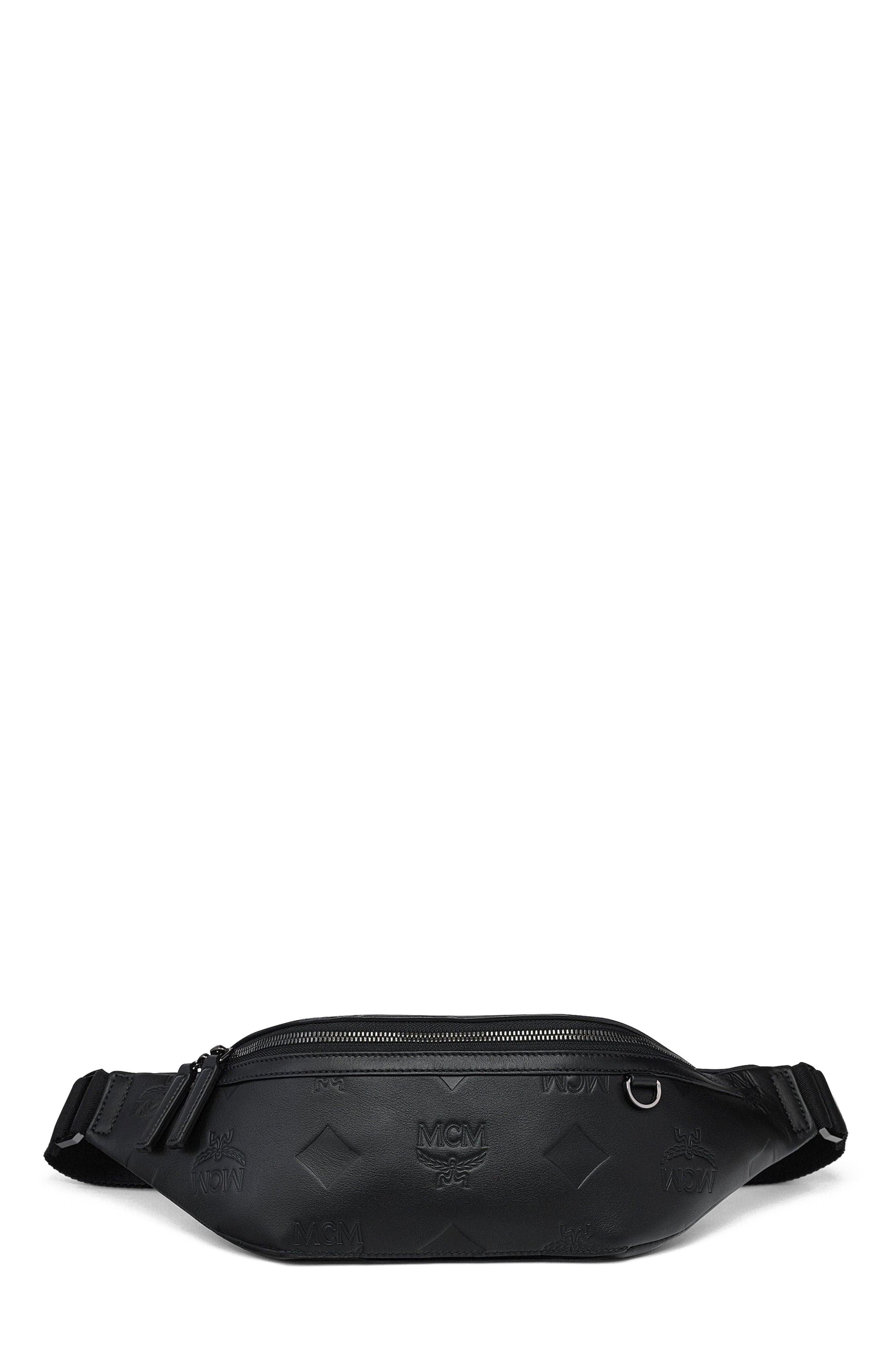 MCM Medium Fursten Belt Bag in Maxi Monogram Leather, Main, color, Black