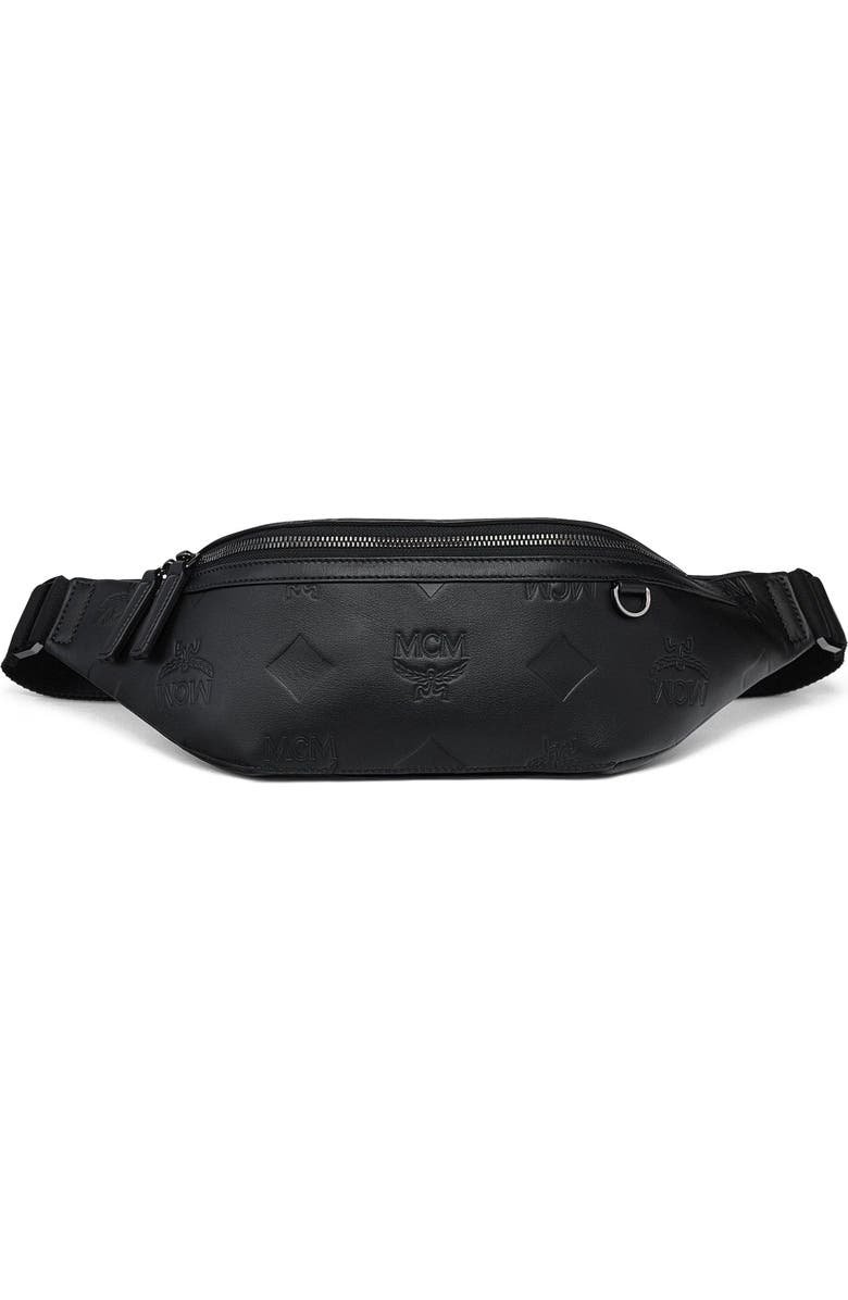 MCM Medium Fursten Belt Bag in Maxi Monogram Leather, Main, color, Black