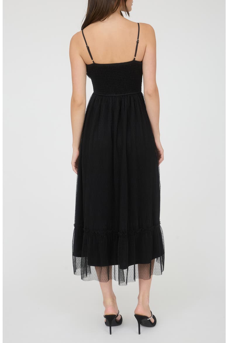 Empire Waist Mesh Midi Dress, Alternate, color, BLACK
