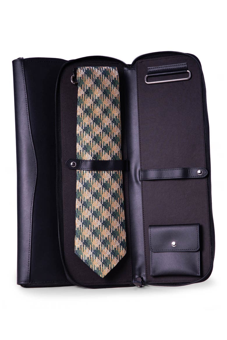 Leather Tie Case, Main, color, BLACK