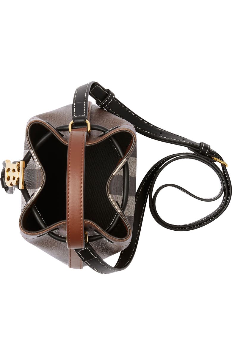 Burberry Mini Check Coated Canvas & Leather Bucket Bag, Alternate, color,
